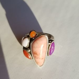Sterling and pink quartz ring